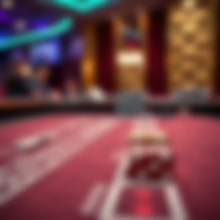 Close-up of betting options on a baccarat table