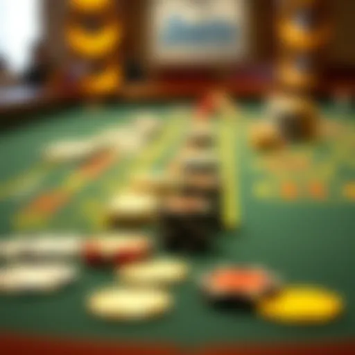 Close-Up of Baccarat Table A close-up view of a baccarat table highlighting the cards and chips