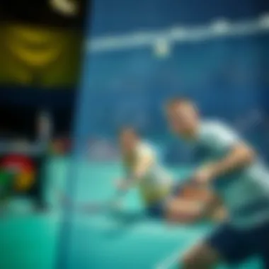 High-stakes badminton match showcasing intense gameplay