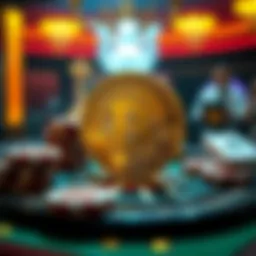 A digital representation of Bitcoin with casino elements