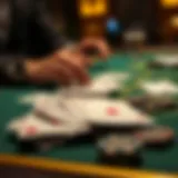 Close-up of playing cards on a casino table