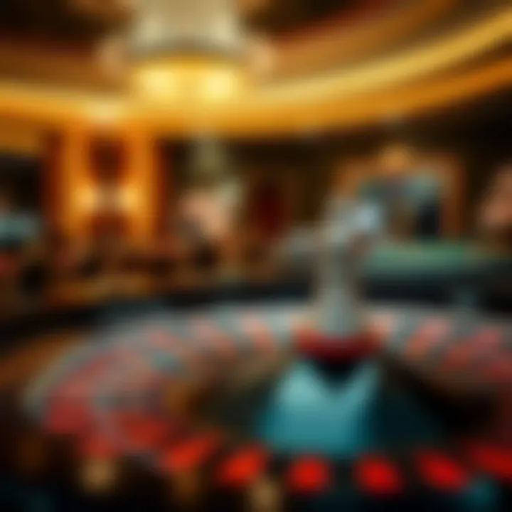 A roulette wheel spinning in a casino