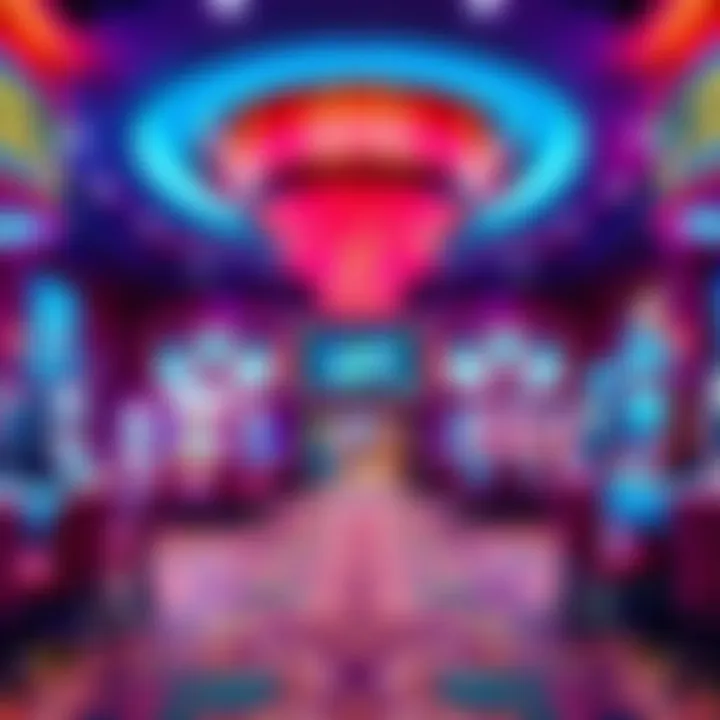 A stylish casino interior with vibrant decor