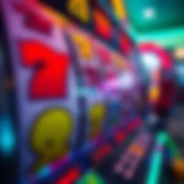 Colorful Symbols on a Slot Machine Close-up view of a slot machine displaying colorful symbols