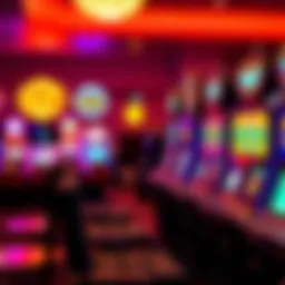 Diverse types of casino slot machines in a vibrant setting