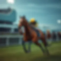 A majestic racehorse galloping on the Grand National course