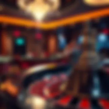 The elegant spinning roulette wheel in a casino setting