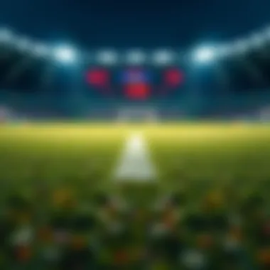 A football field with betting odds displayed