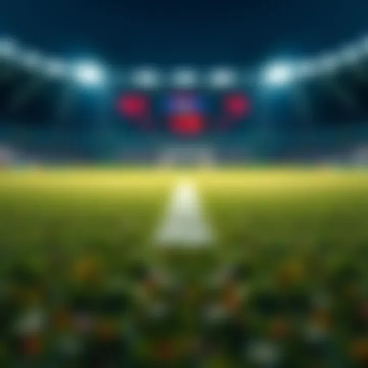 A football field with betting odds displayed