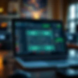 A digital representation of sports betting on a laptop screen