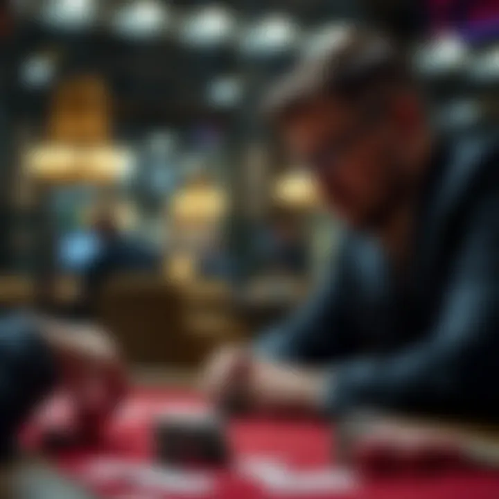 Player analyzing poker strategies