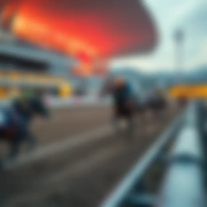 A detailed view of a racetrack with betting details