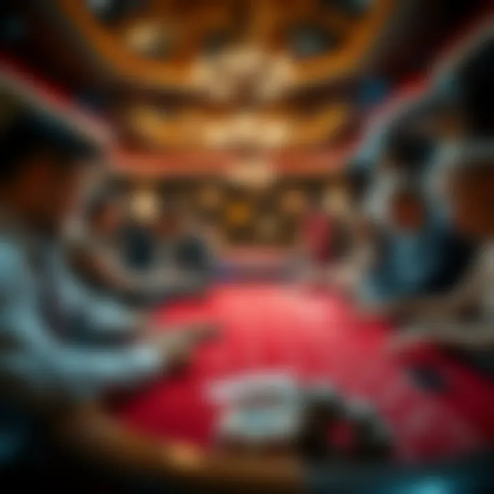 A captivating scene of a live baccarat table with players engaged in the game