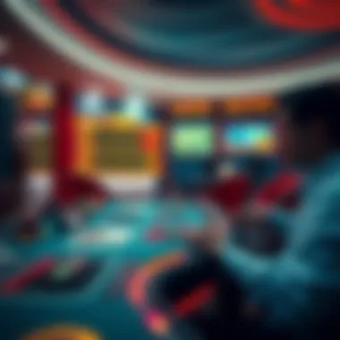 Technological advancements in online gambling represented in a modern style