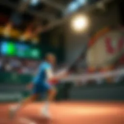 Live tennis match in action